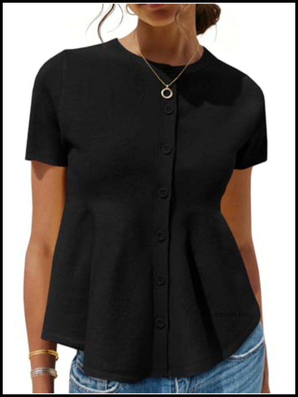 Womens Peplum Short Sleeve Cardigan Button Down Babydoll Knit Sweater Top